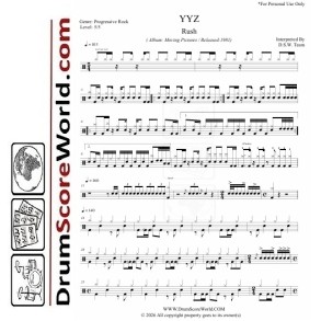 Rush - YYZ | Drum Sheet + Play-Along Track